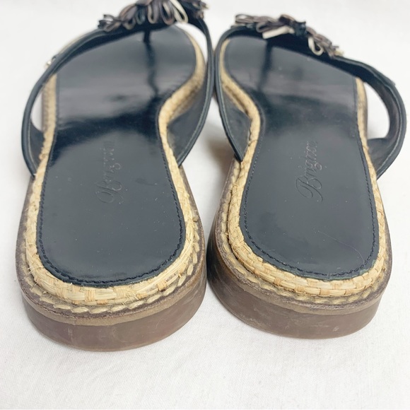 Brighton Orchid Thong Sandals Black Brown Leather Woven Detail size 7 - Picture 5 of 8